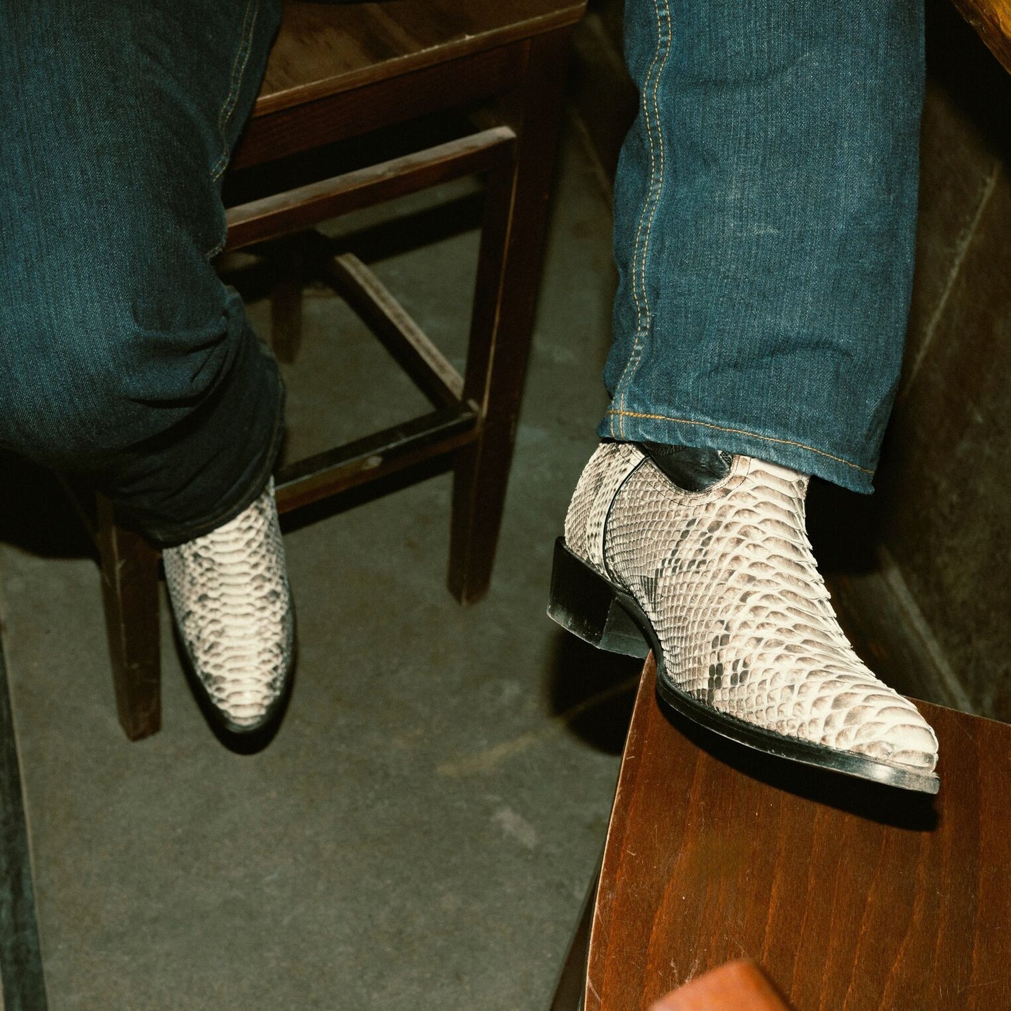 Men's Stetson Wild Bill Python Boots Round Toe Handcrafted Natural