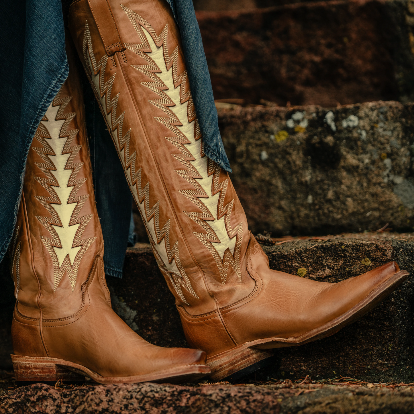 Women's Stetson Johnnie Leather Boots Handcrafted Gold