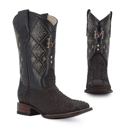 Men's El Malcreado Nubuck Python Exotic Boots Handmade