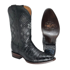 Men's El Malcreado Black Caiman Belly Exotic Boots Handmade