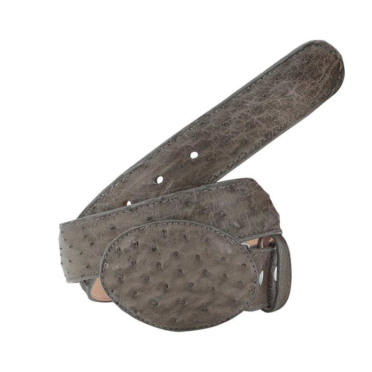 Handmade El Malcreado Gray Ostrich Belt with genuine exotic skin and removable buckle