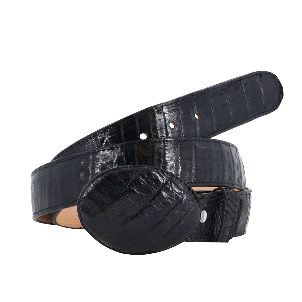 El Malcreado Black Genuine Caiman Belt 1.5" Handmade
