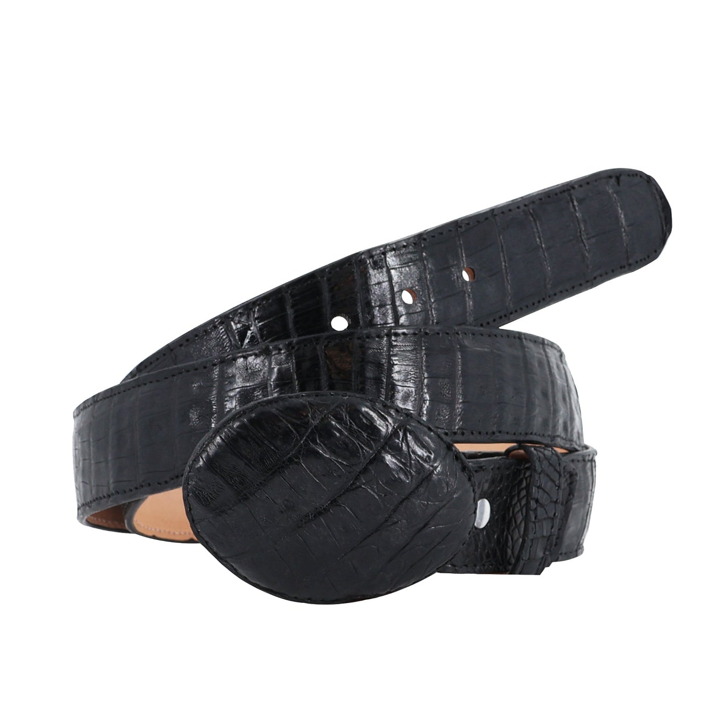 El Malcreado Black Genuine Caiman Belt 1.5" Handmade