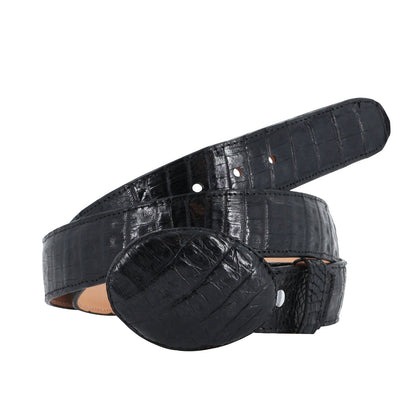 El Malcreado Black Genuine Caiman Belt 1.5" Handmade