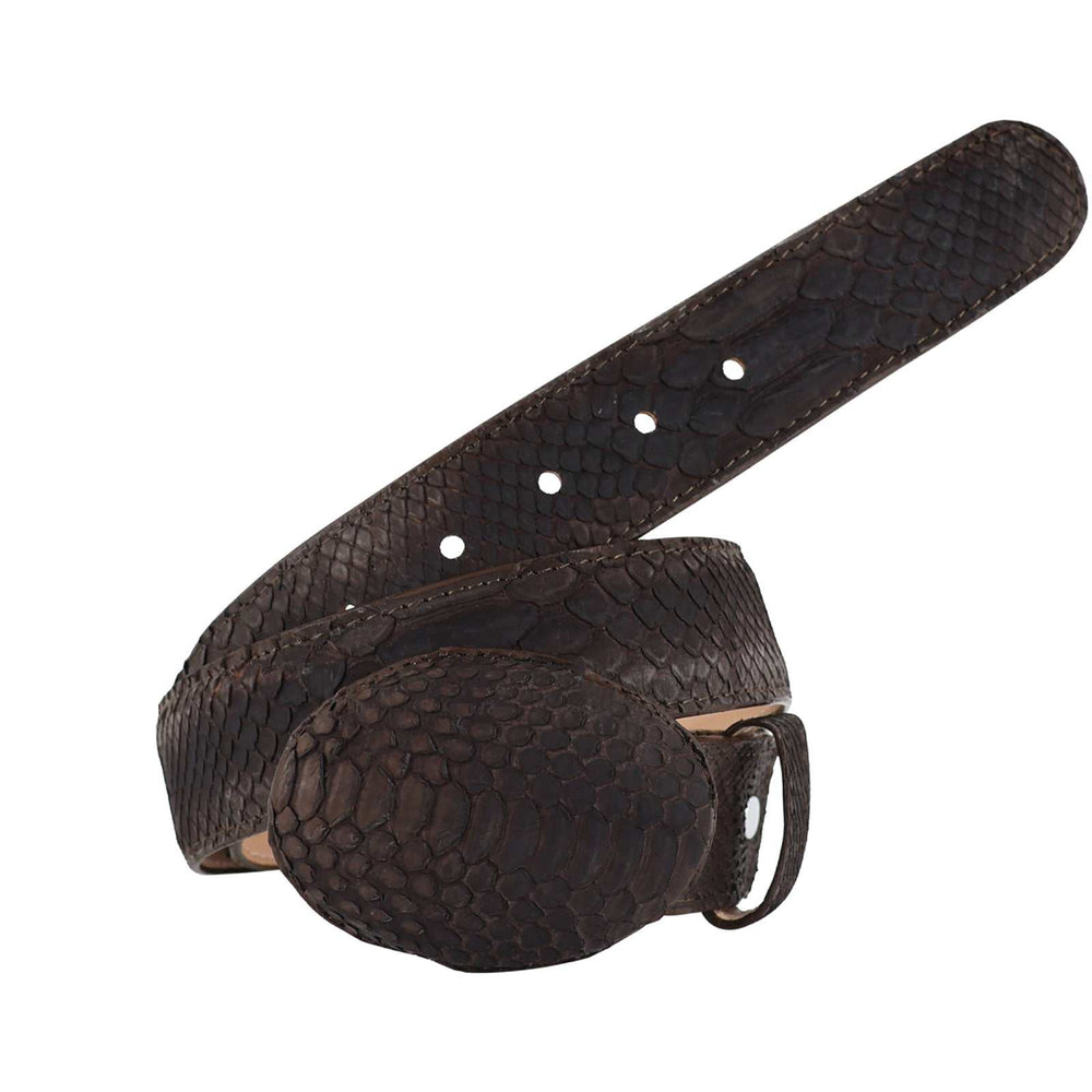 El Malcreado Tobacco Genuine Suede Python Belt 1.5" Handmade