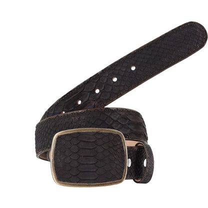 El Malcreado Brown Genuine Suede Python Belt 1.5" Handmade