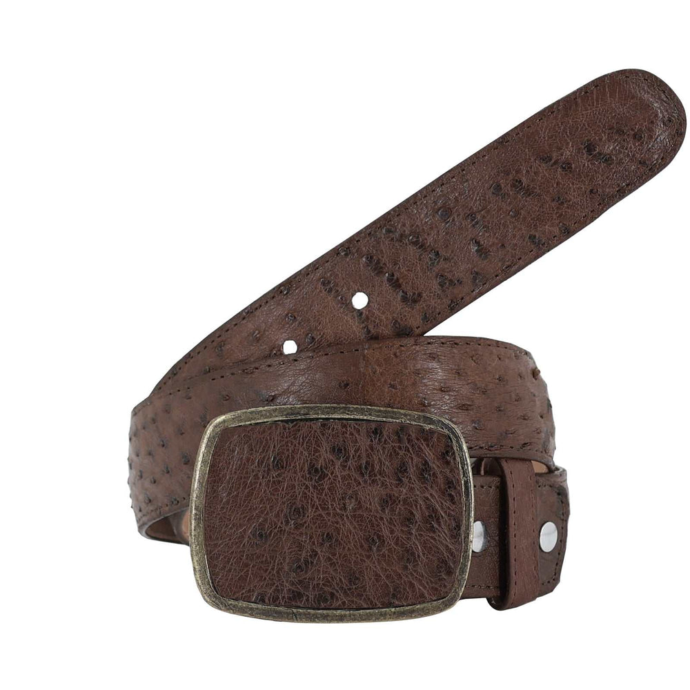 El Malcreado Brown Genuine Ostrich Belt 1.5" Handmade