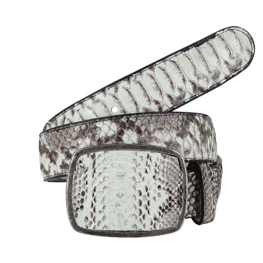 El Malcreado Natural Genuine Python Belt handmade with genuine python skin and leather backing featuring removable python buckle