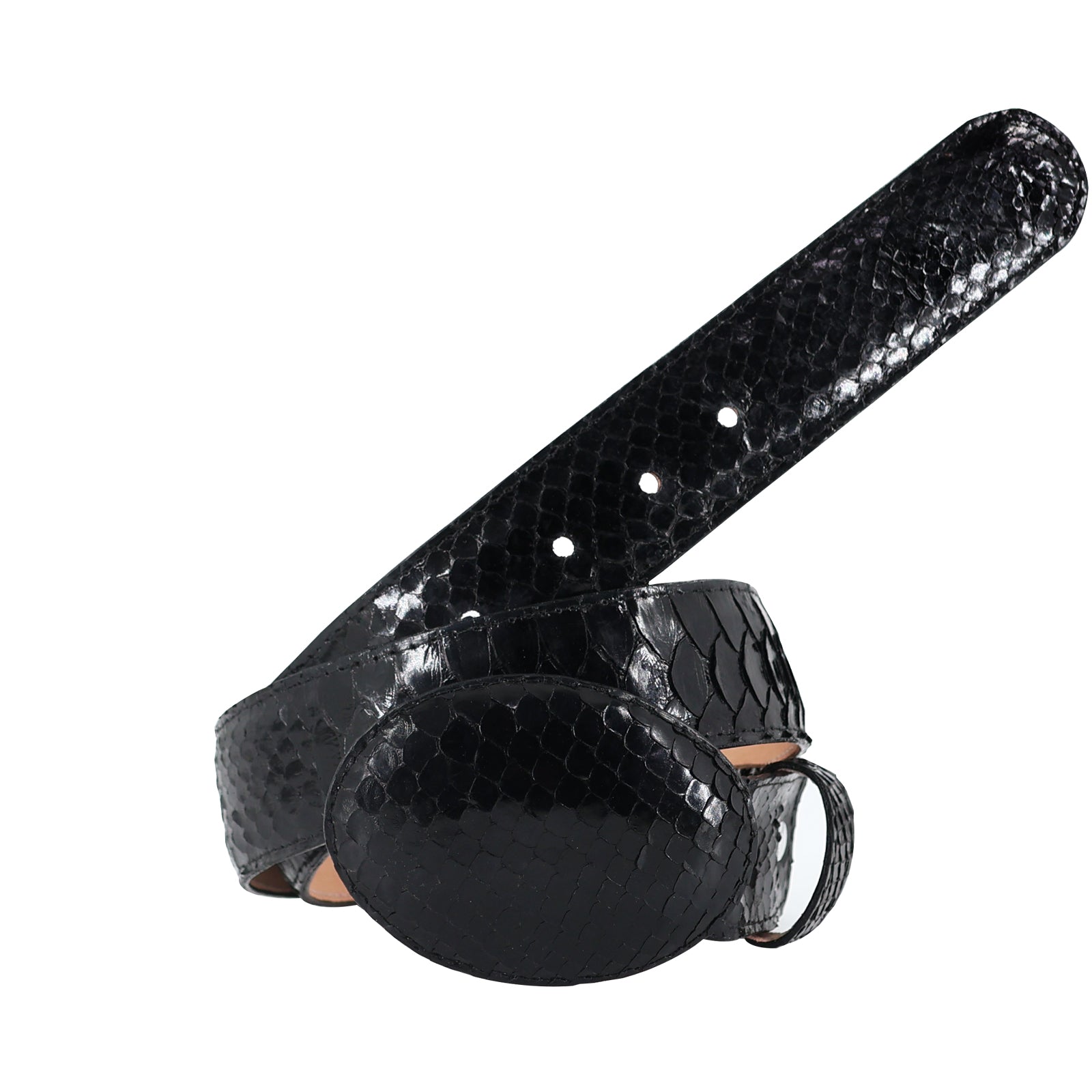 El Malcreado Black Genuine Python Belt 1.5" Handmade