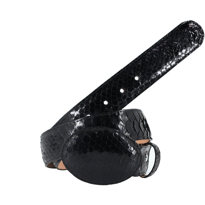 El Malcreado Black Genuine Python Belt 1.5" Handmade