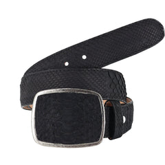 El Malcreado Black Genuine Suede Python Belt 1.5