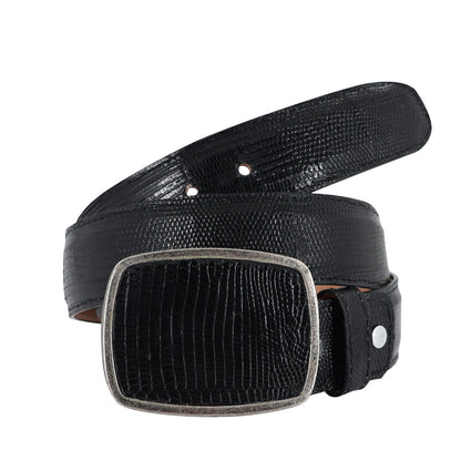 El Malcreado Black Genuine Lizard Belt 1.5" Handmade