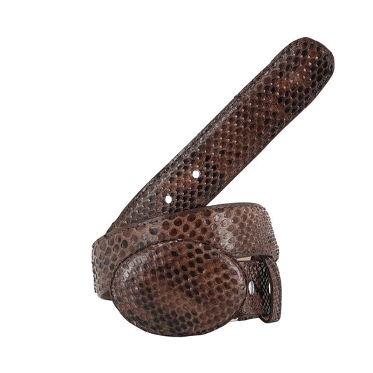 El Malcreado Brown Genuine Python Belt handmade with genuine python skin and matching removable buckle