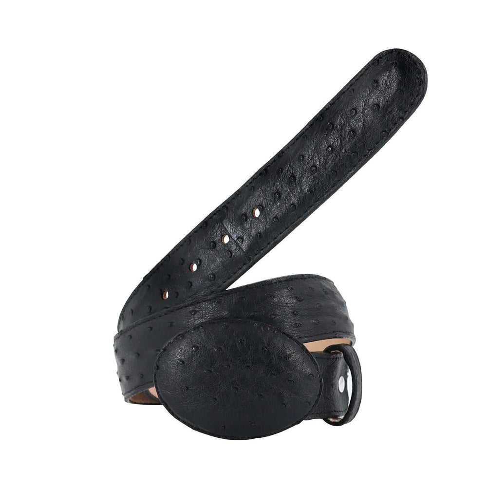 El Malcreado Black Genuine Ostrich Belt 1.5" Handmade