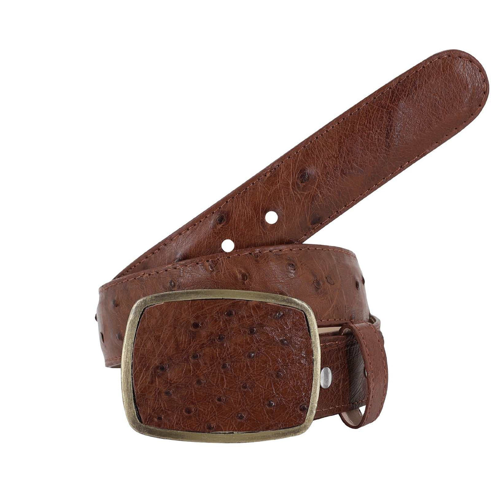 El Malcreado Cognac Ostrich Belt 1.5" Handmade