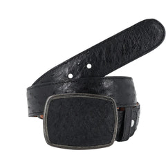 El Malcreado Black Genuine Ostrich Belt 1.5