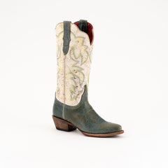 Women's Ferrini Candy Leather Boots Handcrafted Teal