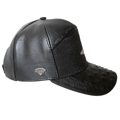 Black Stingray Cap Genuine Handmade Adjustable Closure