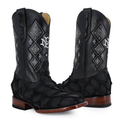 Men's El Malcreado Suede Pirarucu Fish Exotic Boots Handmade