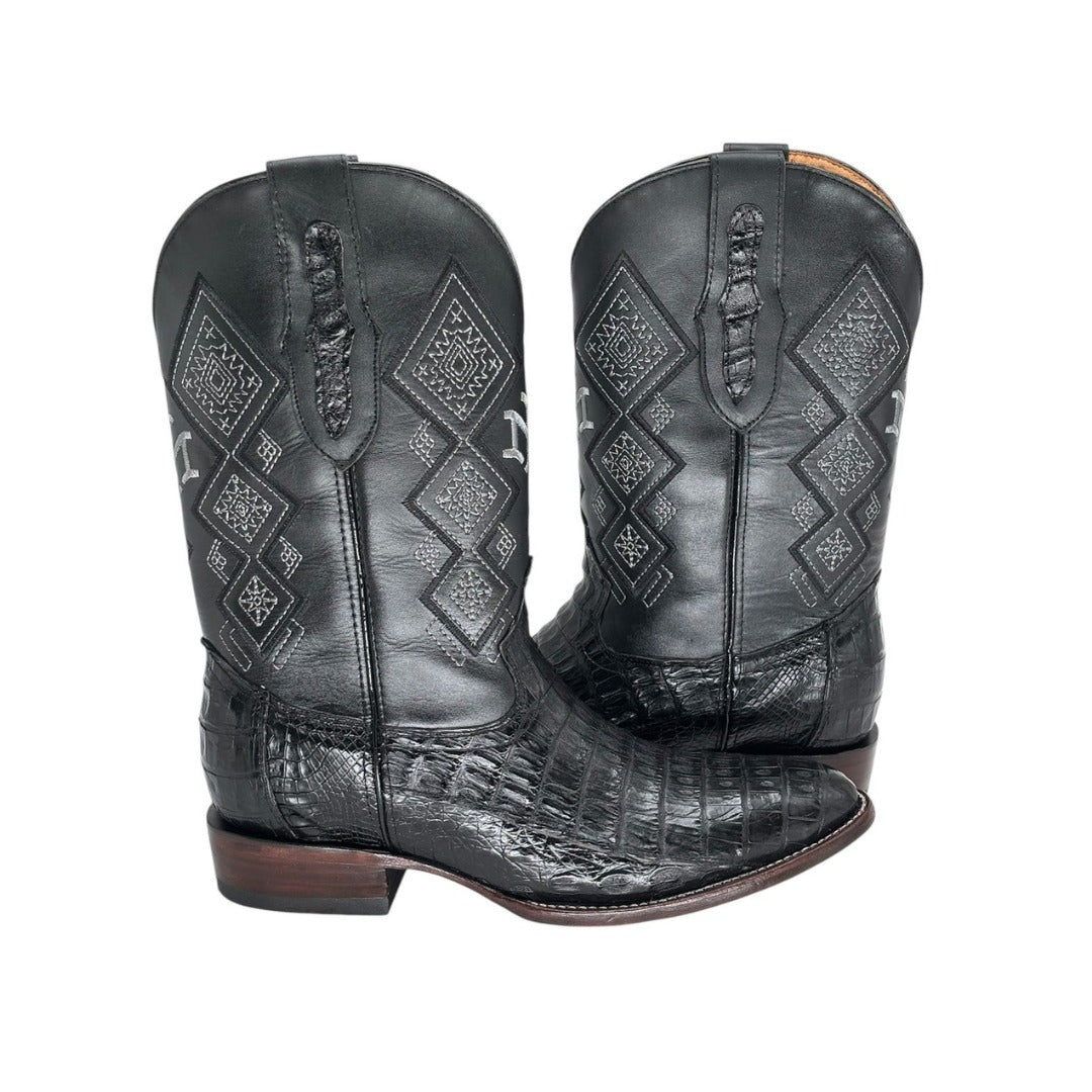 Men's El Malcreado Black Caiman Belly Exotic Boots Handmade