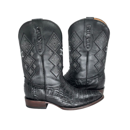 Men's El Malcreado Black Caiman Belly Exotic Boots Handmade
