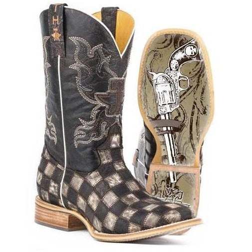 Men's Tin Haul Gunmetal Check Boots With Gunslinger Sole Handcrafted Brown