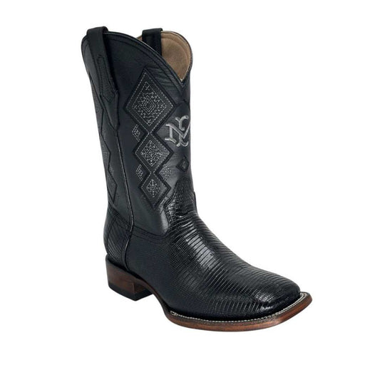 Men's El Malcreado Black Lizard Exotic Boots handmade with genuine lizard skin and leather