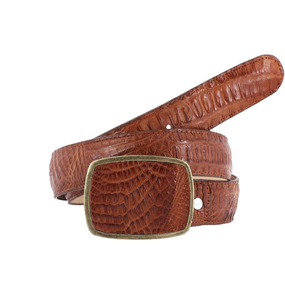 El Malcreado Cognac Genuine Caiman Belt 1.5" Handmade