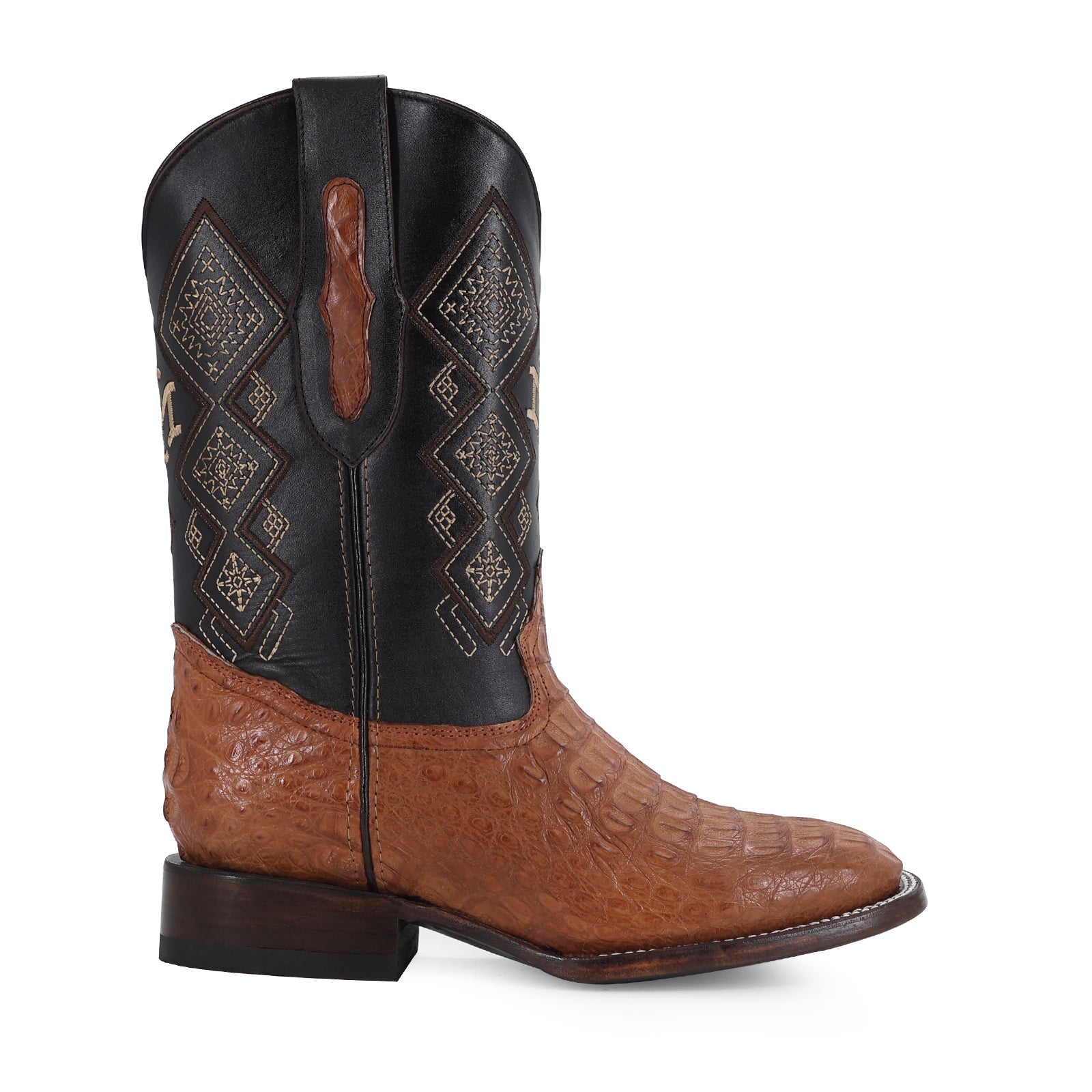 Men's El Malcreado Cognac Caiman Hornback Exotic Boots Handmade