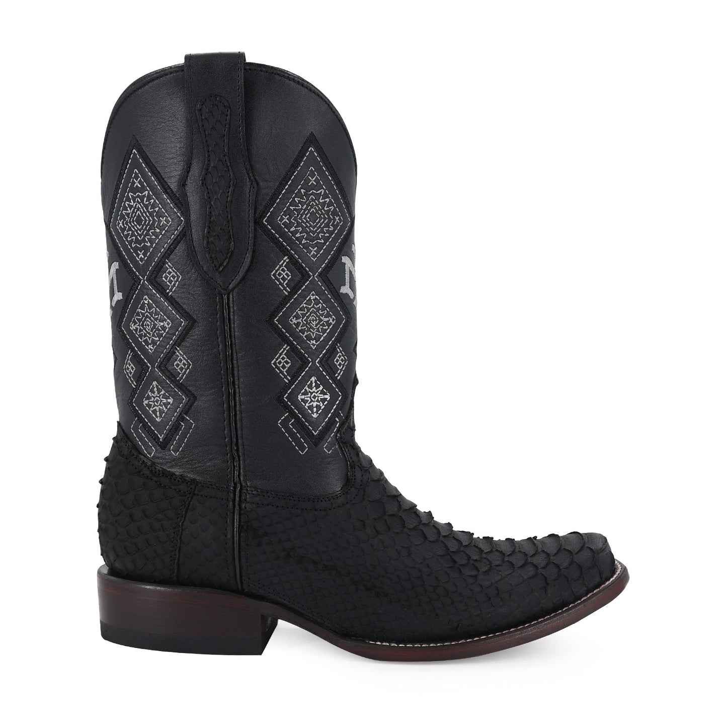 Men's El Malcreado Black Suede Python Exotic Boots Handmade