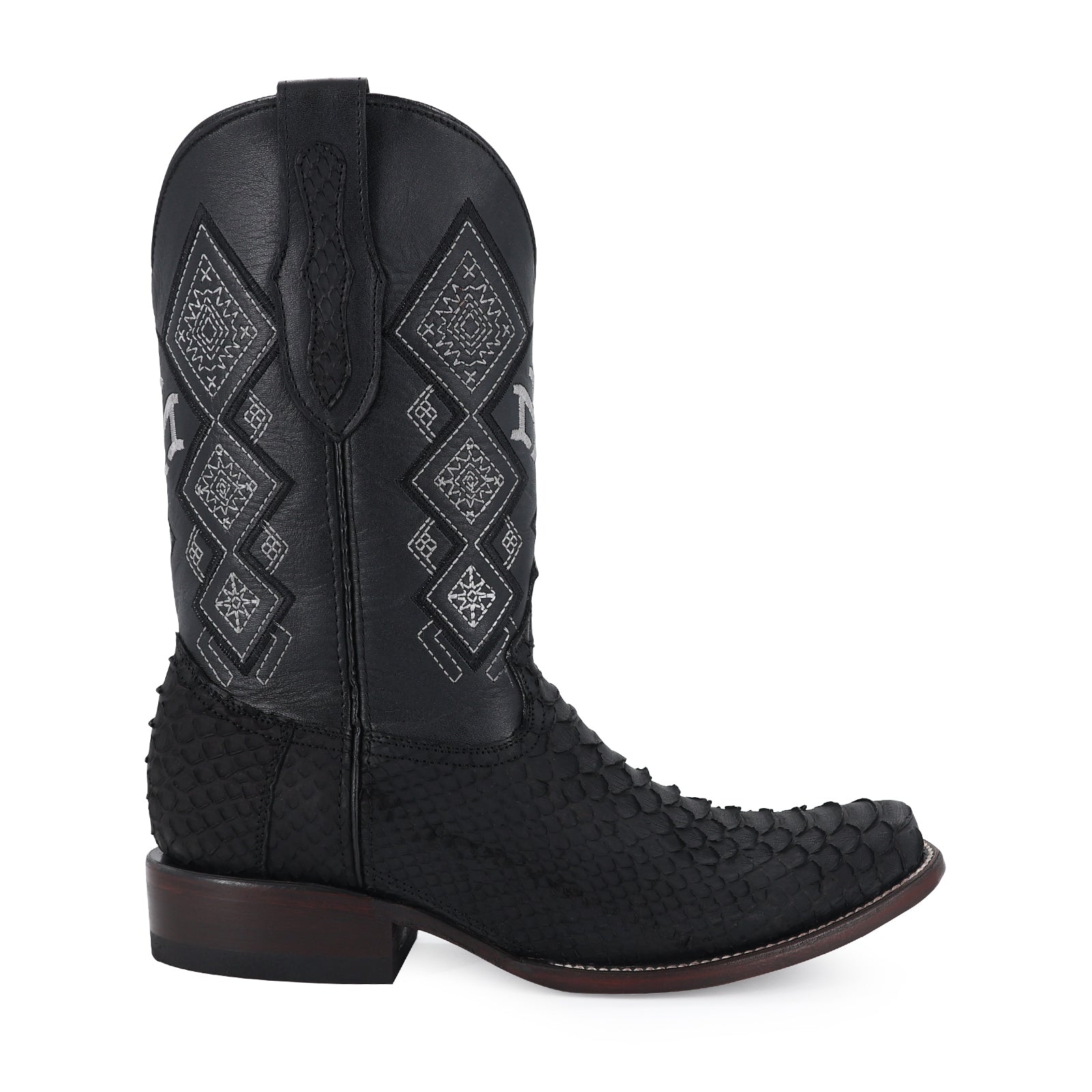 Men's El Malcreado Black Suede Python Exotic Boots Handmade