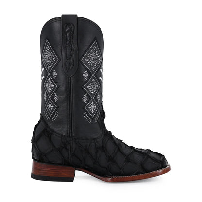 Men's El Malcreado Suede Pirarucu Fish Exotic Boots Handmade