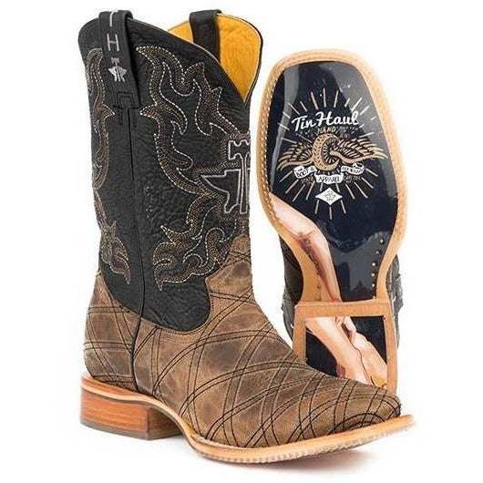 Herren Tin Haul What's Your Angle Boot mit Pin Up Girl Sohle Handgefertigt Braun