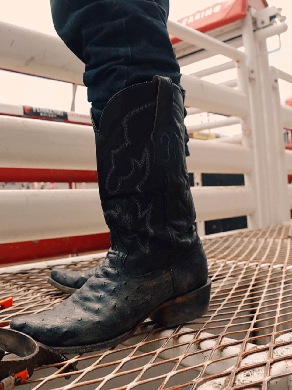 Men's Corral Black Genuine Full Quill Ostrich Boots with Embroidery
