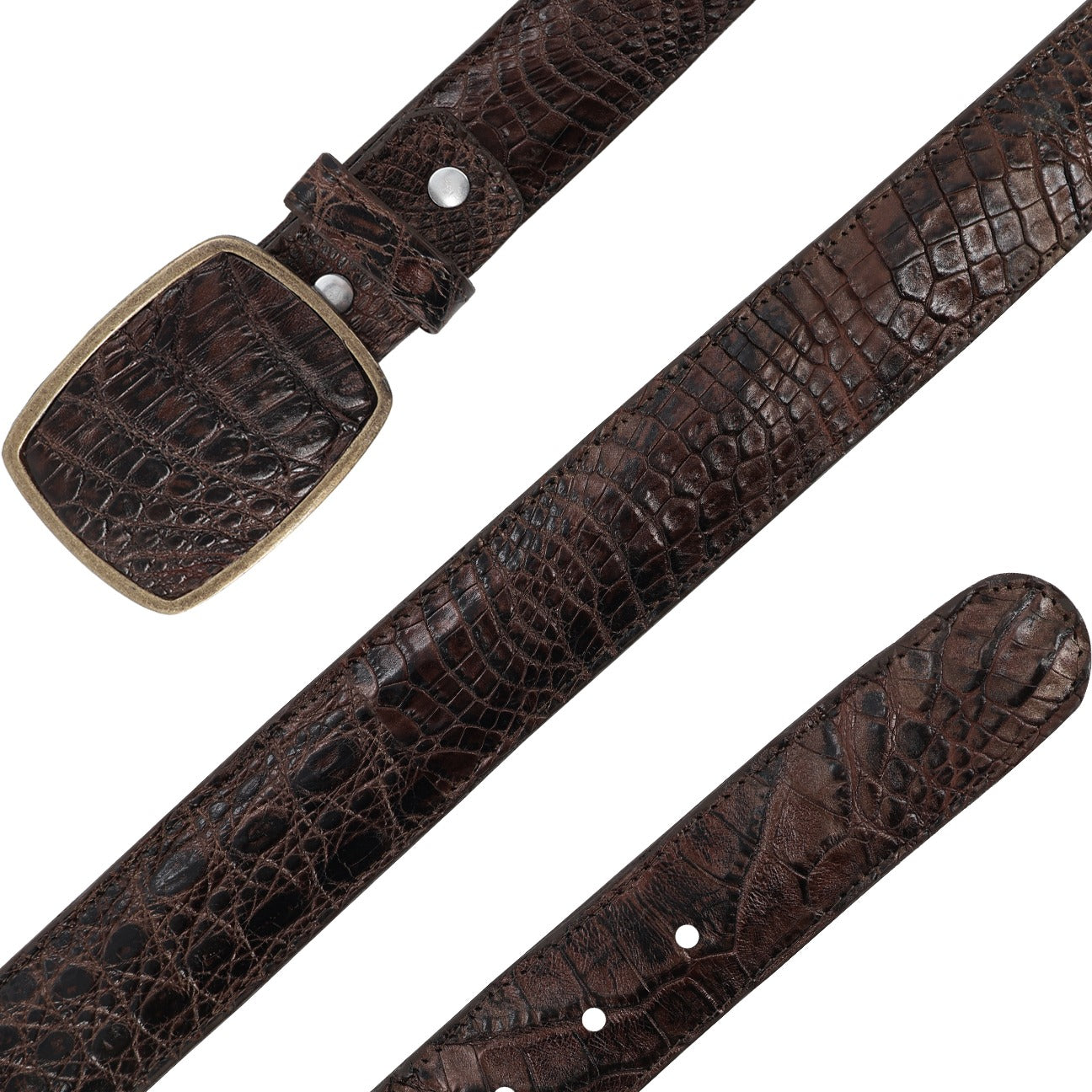 El Malcreado Brown Genuine Caiman Belt Handmade