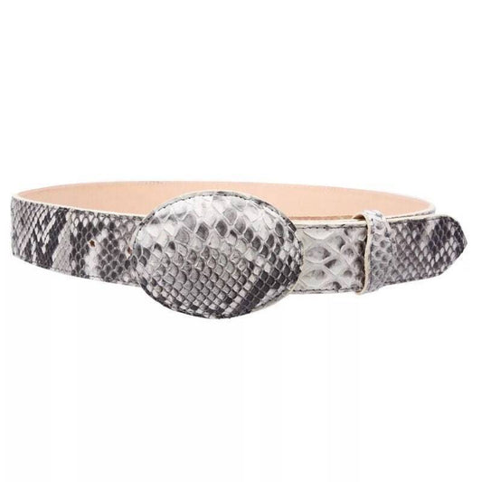 White Diamond Python Belt Natural With Leather Lining Genuine Handmade 1 1/2" Removable Buckle