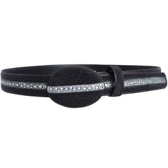 Black Stingray Belt Full Rowstone With Leather Lining Handmade Genuine 1 1/2