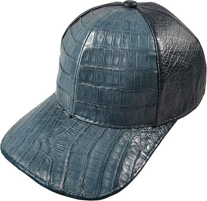 Blue Jean Caiman Crocodile Alligator Belly Cap Real Adjustable Closure Handmade