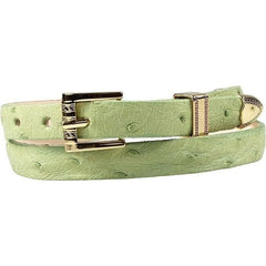 Ostrich Cowboy Hat Band Green Gold Plated 3 Piece Buckle Set  Handmade 26”