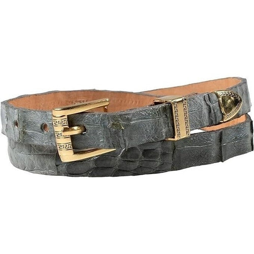 Alligator Crocodile Cowboy Hat Band Gold Plated 3 Piece Buckle Set  Handmade 26”