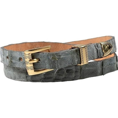 Alligator Crocodile Cowboy Hat Band Gold Plated 3 Piece Buckle Set  Handmade 26”