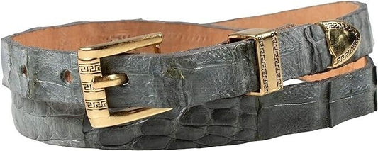 Alligator Crocodile Cowboy Hat Band Gold Plated 3 Piece Buckle Set  Handmade 26”