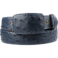 White Diamond Ostrich Belt Blue Jean Leather Lining Genuine Handmade 1 1/2