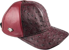 Burgundy Ostrich Cap Real Full Quill With Adjustable Closure Handmade In The USA