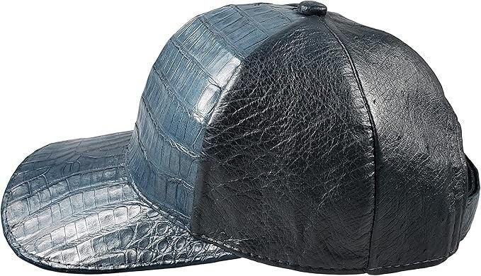 Blue Jean Caiman Crocodile Alligator Belly Cap Real Adjustable Closure Handmade