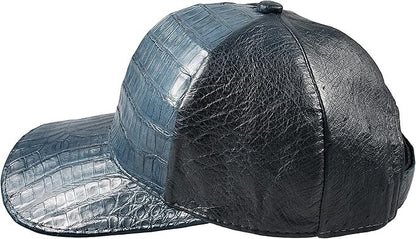 Blue Jean Caiman Crocodile Alligator Belly Cap Real Adjustable Closure Handmade