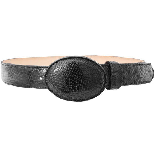 White Diamond Lizard Belt Black Leather Lining Genuine Handmade 1 1/2" Wide Removable Buckle