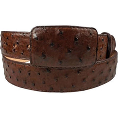 White Diamond Ostrich Belt Brown Leather Lining Genuine Handmade 1 1/2