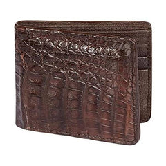 Brown Crocodile Wallet Bi-fold Card Slots ID Slot Bill Compartment Handmade Real
