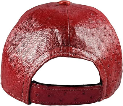 Red Ostrich Cap Real Full Quill With Adjustable Closure Handmade In The USA